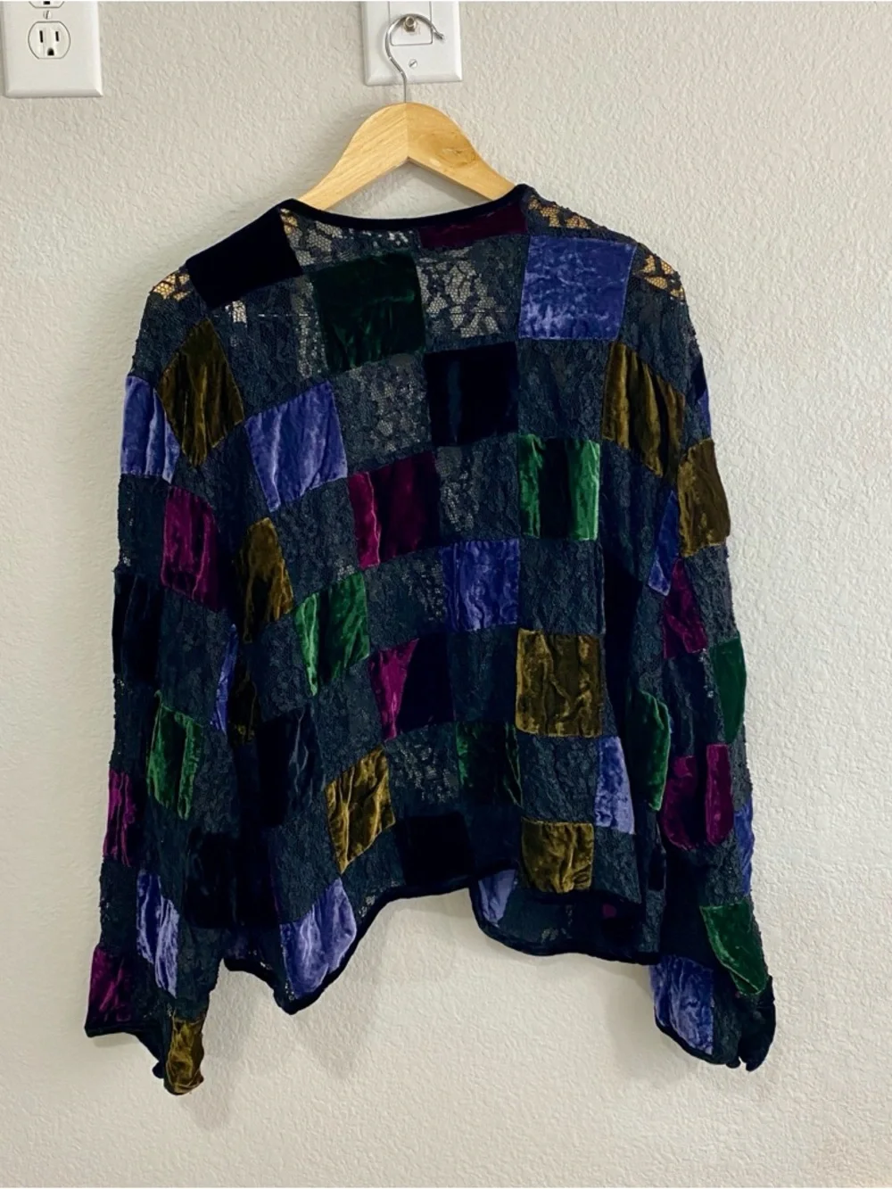 Vintage WR II Velvet Patchwork Lace Jacket Whimsigoth Boho Made‎ in USA M/L